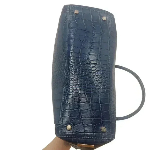 Halogen Blue Faux Crocodile Handbag - Picture 4 of 11